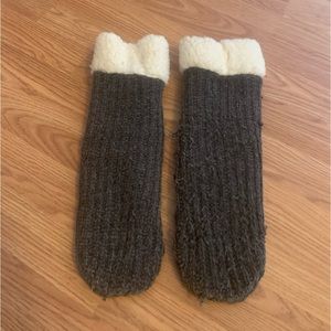dark grey fluffy slipper socks! (tagged for exposure)